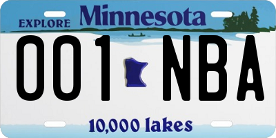 MN license plate 001NBA