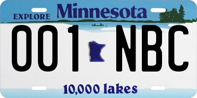 MN license plate 001NBC