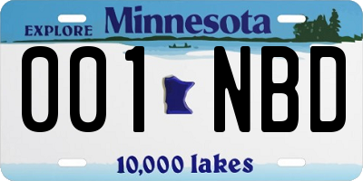 MN license plate 001NBD