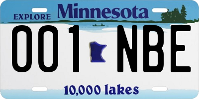 MN license plate 001NBE