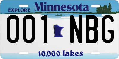 MN license plate 001NBG