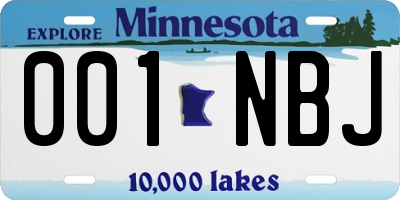 MN license plate 001NBJ