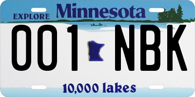 MN license plate 001NBK