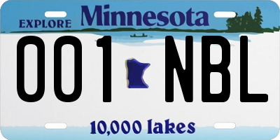 MN license plate 001NBL