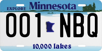 MN license plate 001NBQ