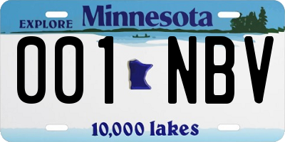 MN license plate 001NBV