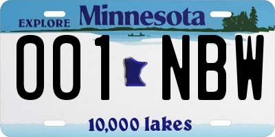 MN license plate 001NBW