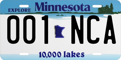 MN license plate 001NCA
