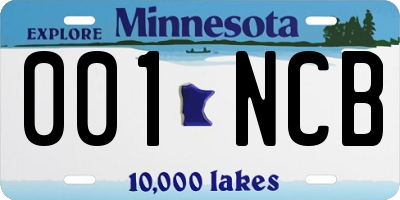 MN license plate 001NCB