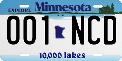 MN license plate 001NCD
