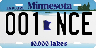MN license plate 001NCE