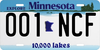 MN license plate 001NCF