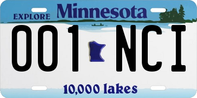 MN license plate 001NCI