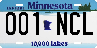 MN license plate 001NCL