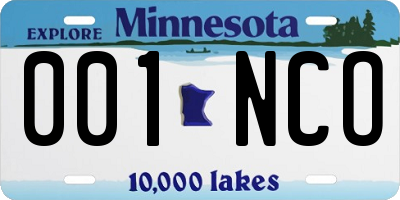 MN license plate 001NCO