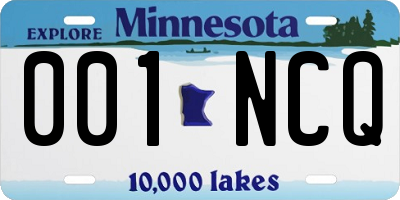 MN license plate 001NCQ