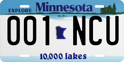 MN license plate 001NCU