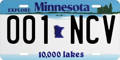 MN license plate 001NCV