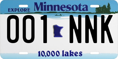 MN license plate 001NNK