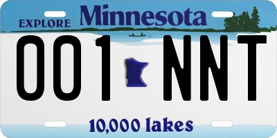 MN license plate 001NNT