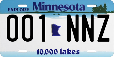 MN license plate 001NNZ