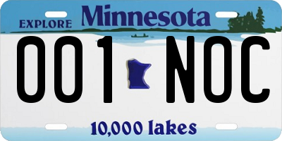 MN license plate 001NOC