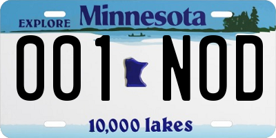 MN license plate 001NOD