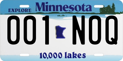 MN license plate 001NOQ