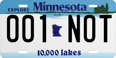MN license plate 001NOT