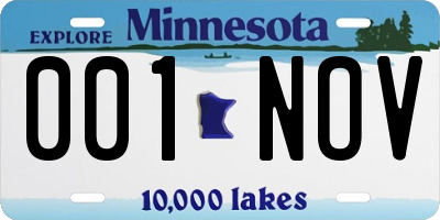 MN license plate 001NOV