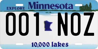 MN license plate 001NOZ