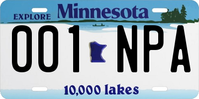 MN license plate 001NPA