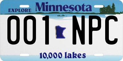 MN license plate 001NPC