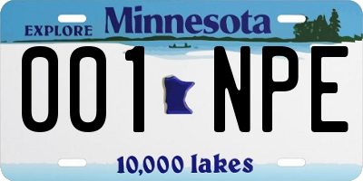 MN license plate 001NPE
