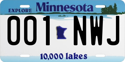 MN license plate 001NWJ