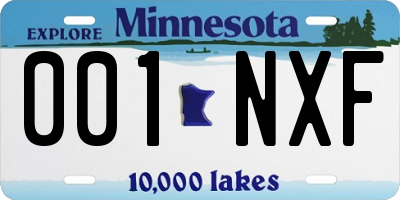 MN license plate 001NXF