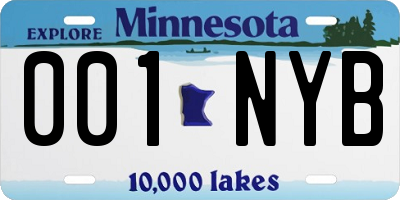 MN license plate 001NYB
