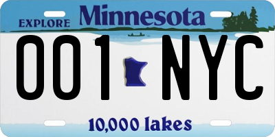 MN license plate 001NYC