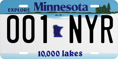 MN license plate 001NYR