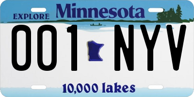 MN license plate 001NYV