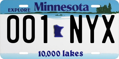 MN license plate 001NYX