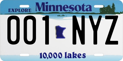 MN license plate 001NYZ