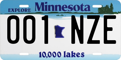 MN license plate 001NZE