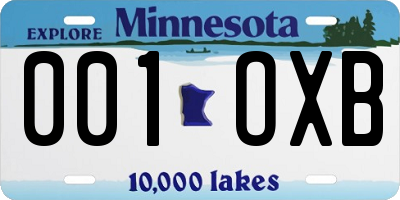 MN license plate 001OXB