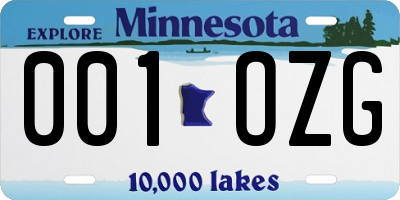 MN license plate 001OZG
