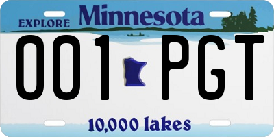 MN license plate 001PGT