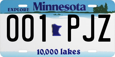 MN license plate 001PJZ