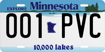 MN license plate 001PVC