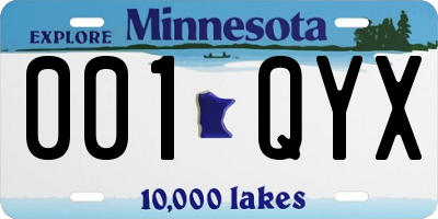 MN license plate 001QYX