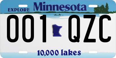 MN license plate 001QZC